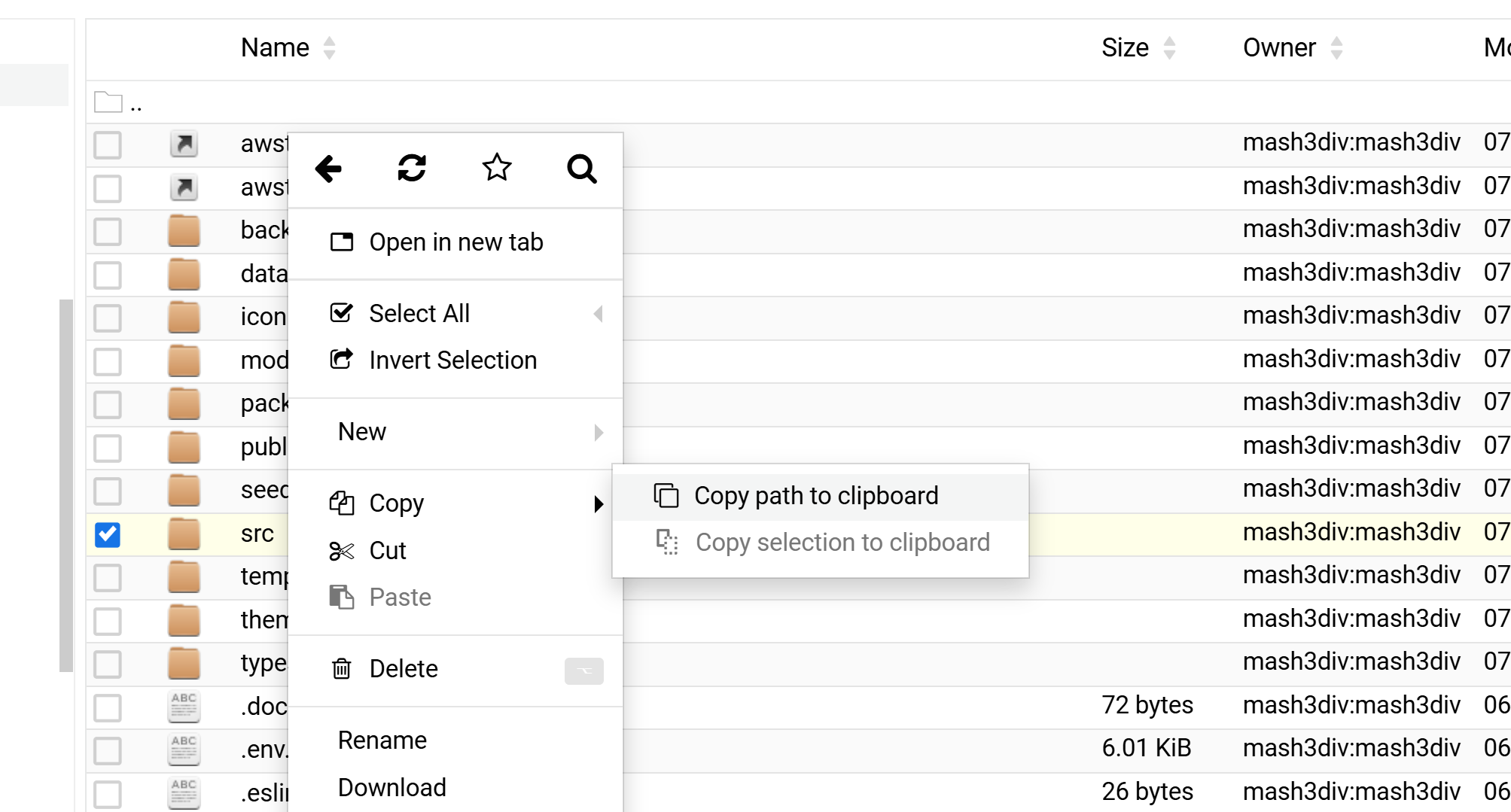 Copy path to clipboard