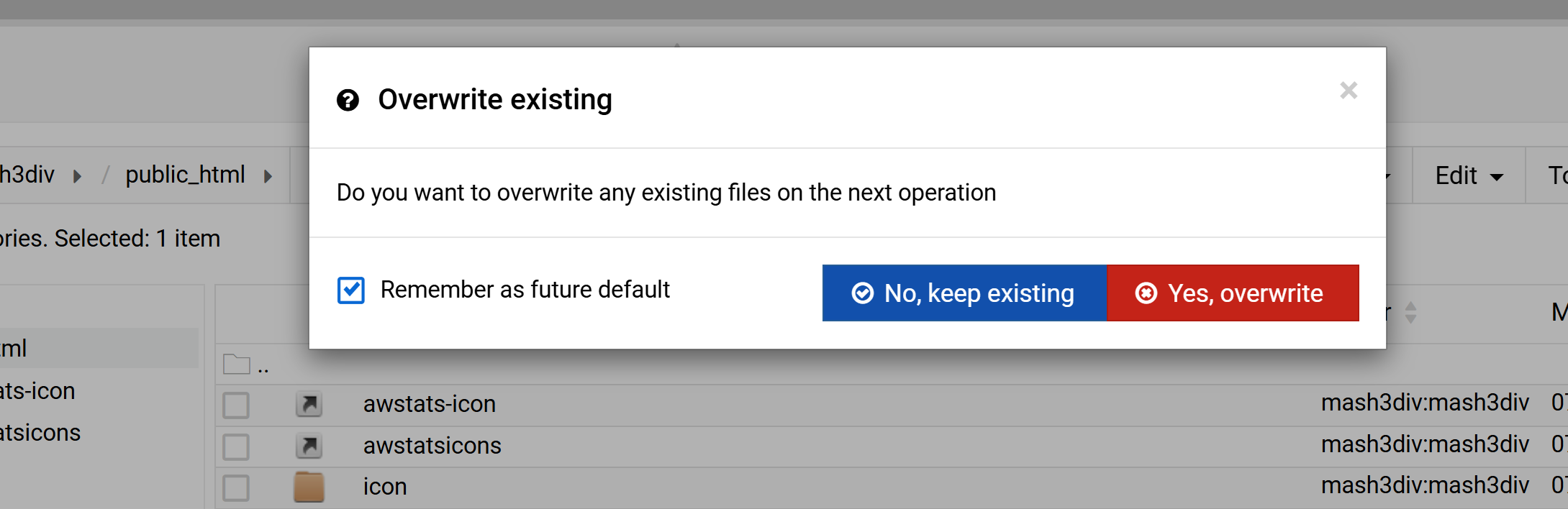 Overwrite existing files