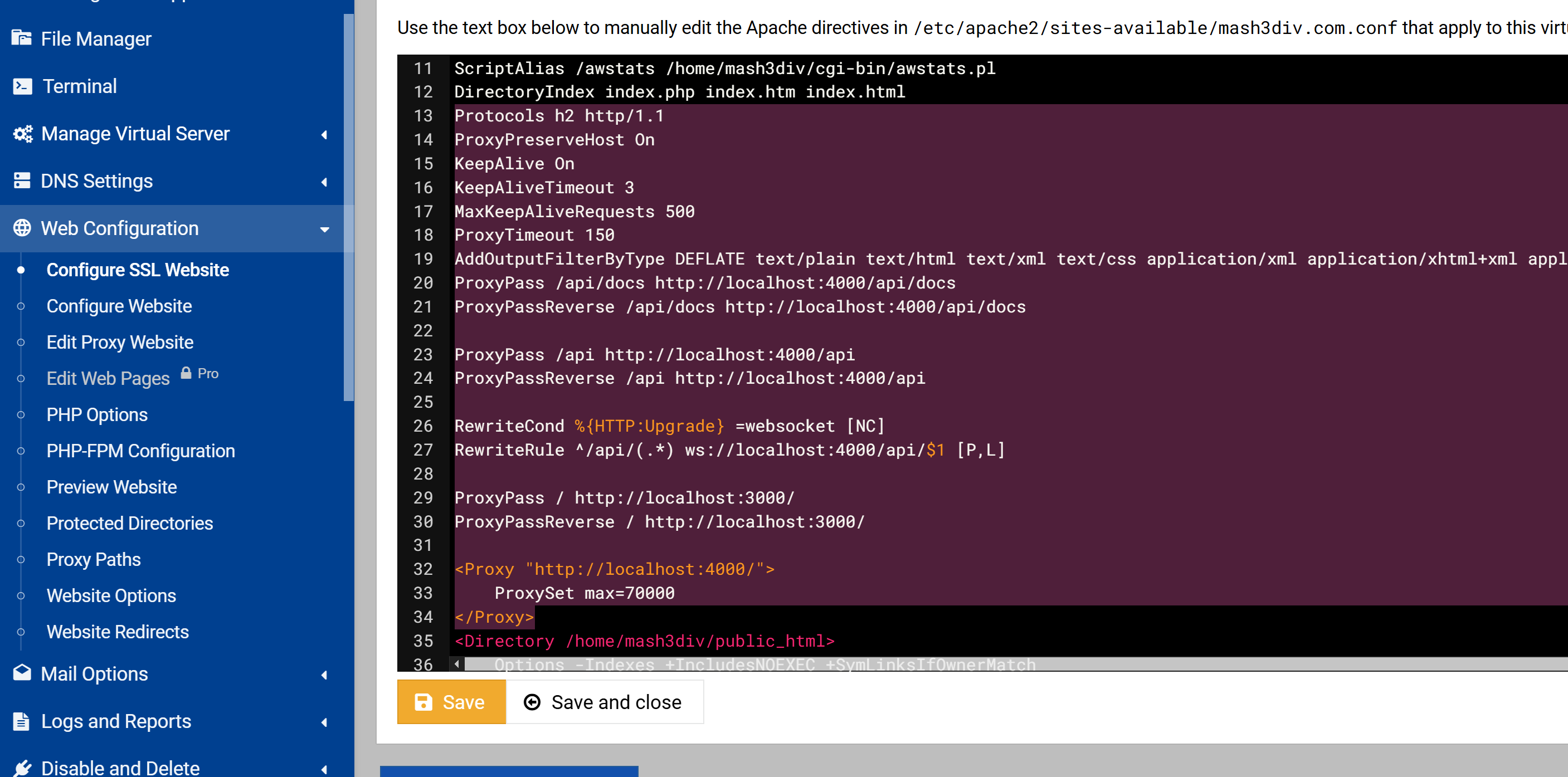 Apache configurations