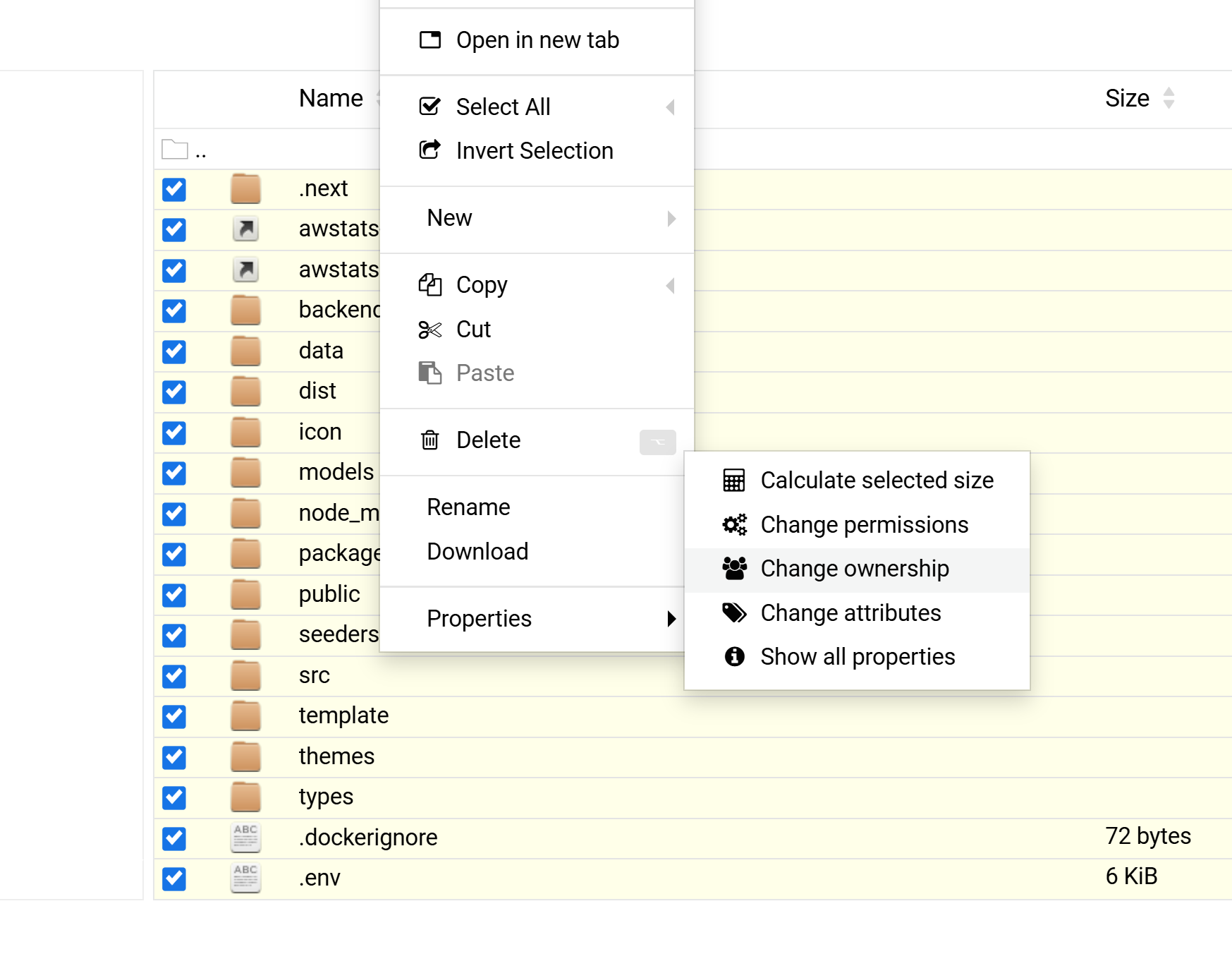 Change properties